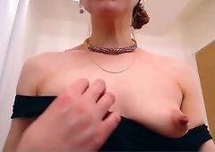 Cums big nipples while stroking