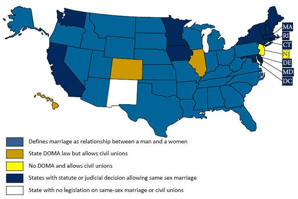 States that approve gay marriage