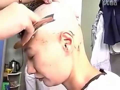 best of By head Woman barber shaved has