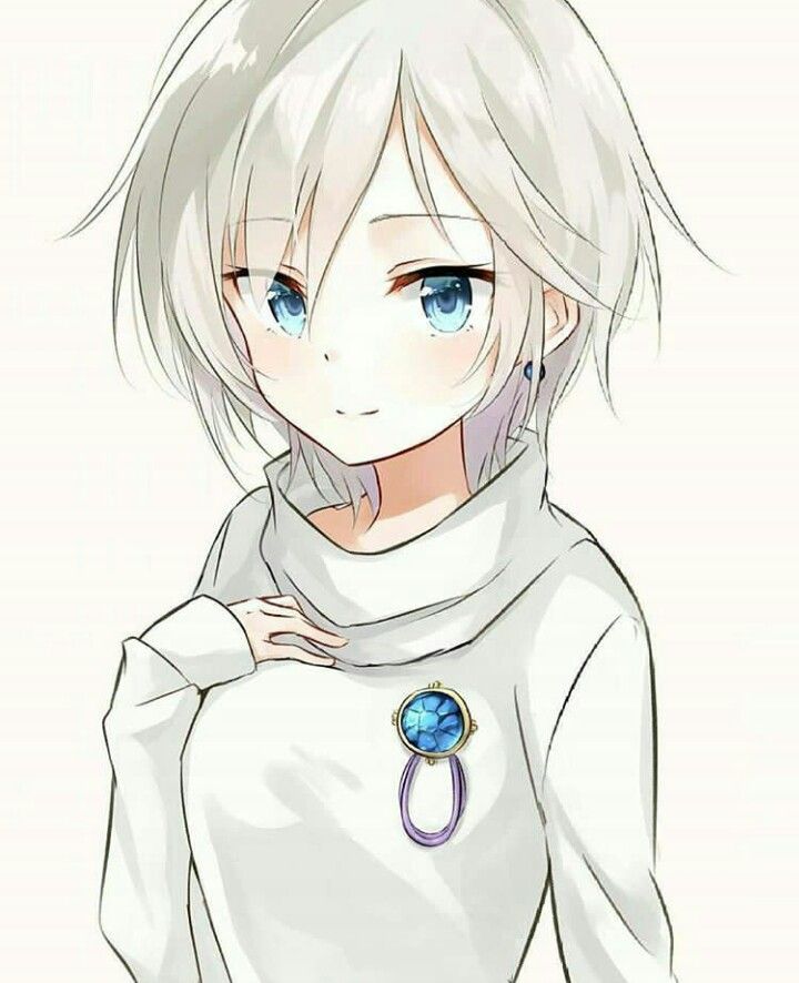 Anime girl with white hair blue eyes
