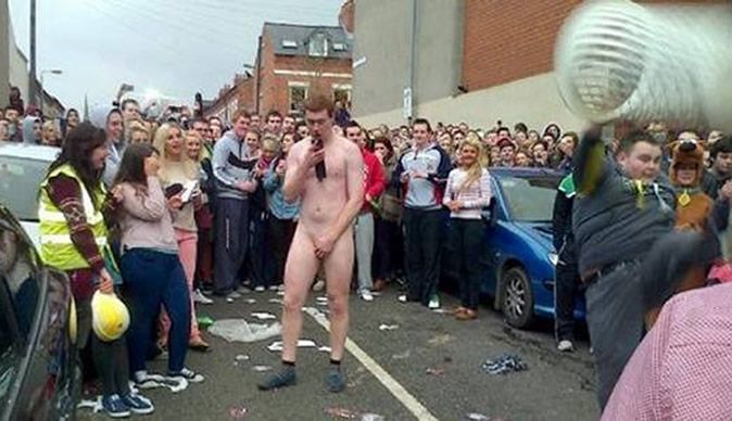 Naked people in street