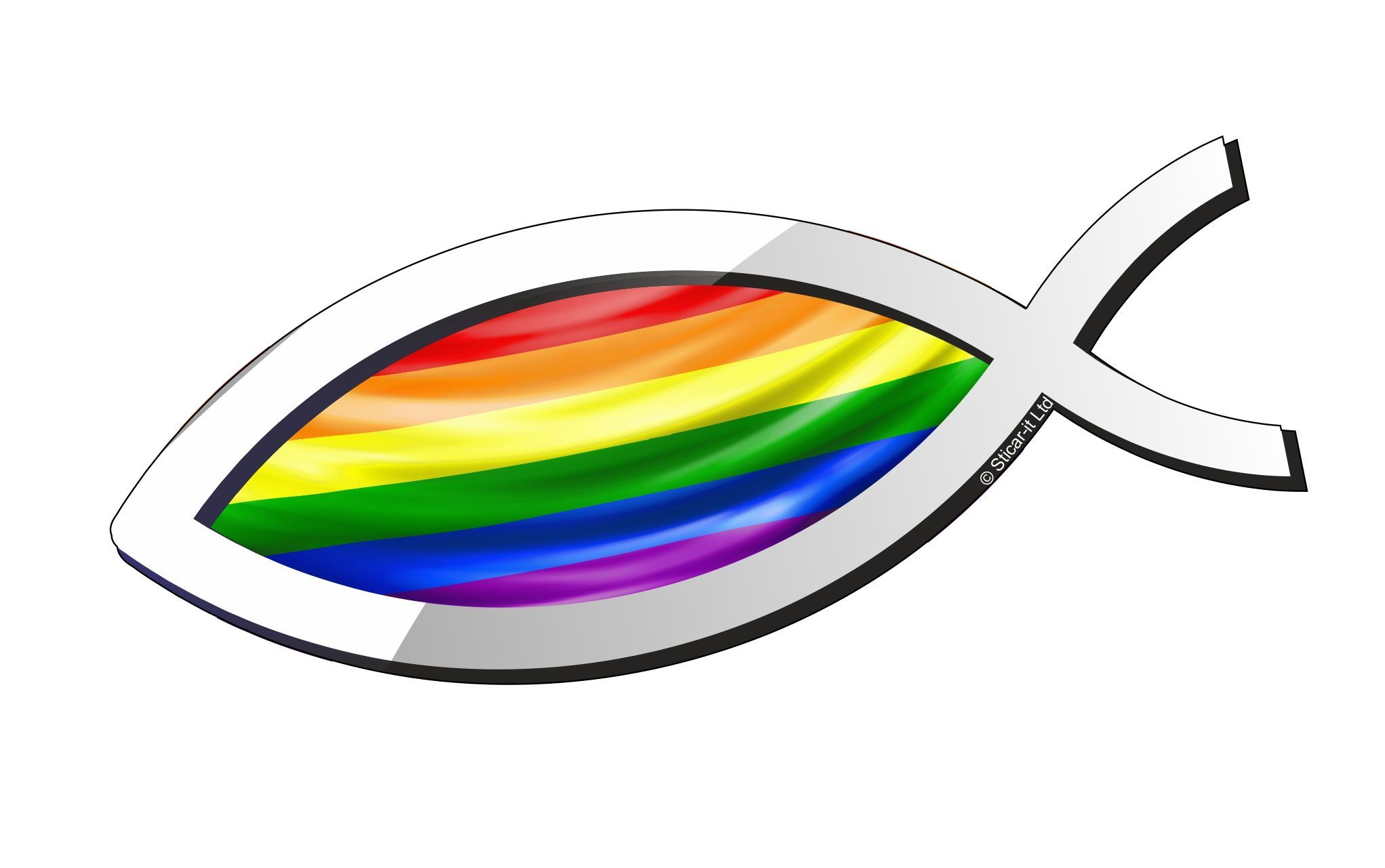 Gay rainbow fish car magneet